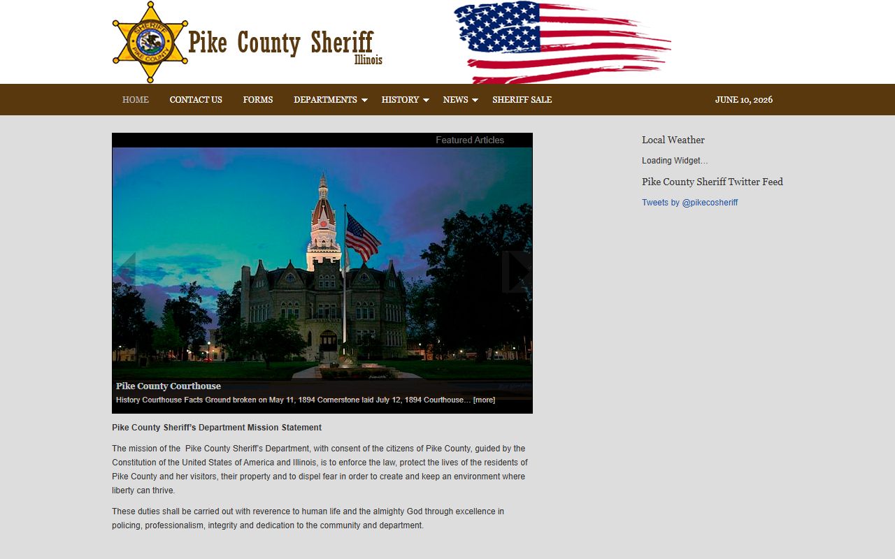 Pike County Sheriff homepage for the office that runs the Pike County Jail