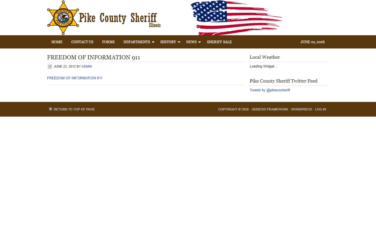Pike County jail mugshots FOIA booking photo request form page